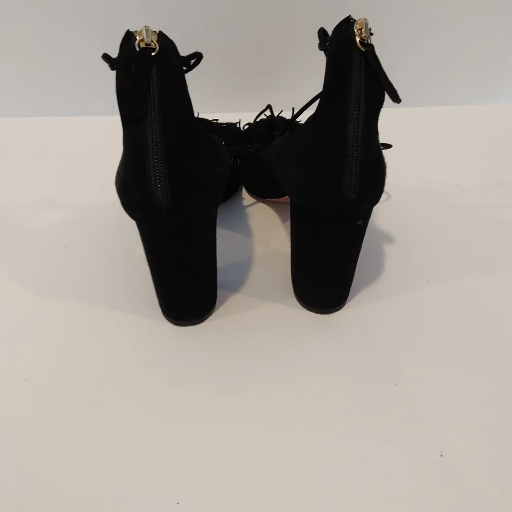 Aquazzura Black Suede Tassel Accents Pumps